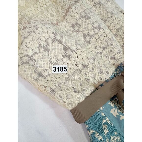 Beguile by Byron Lars Dress Women 8 Lasercut Lace Blue Cream Pretty Little Liars - Picture 8 of 12